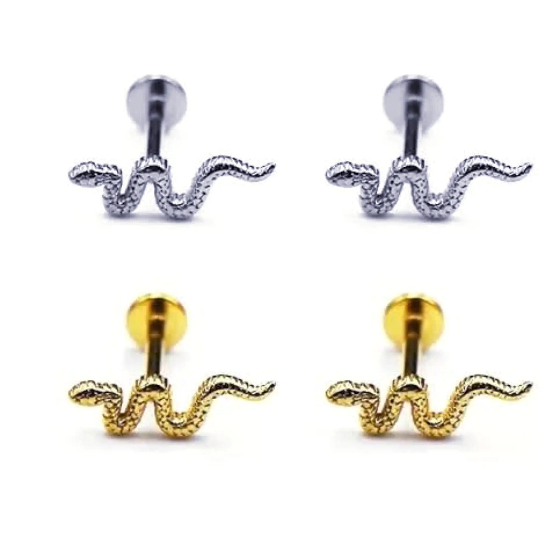 snake labret stud